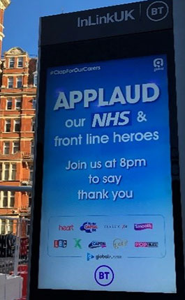 NHSへの感謝を伝える拍手を促すOOH広告